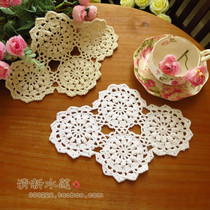 Fresh water lotus handmade crochet hook cotton linen vintage lace woven DIY accessories floral decorative mat