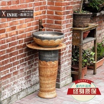 Washbasin Ceramic Pillar Column Pot Home Balcony Bathroom Sink Basin Vintage Art Washbasin