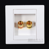 White speaker panel 2-digit audio terminal concealed 86-type wall horn junction box pure copper gold-plated
