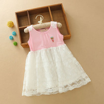 2022 xia Hans version of lace dress girl dress with short sleeve plexedress with short sleeve pleasant-like dress for childrens dress