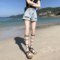 Hole denim shorts Women summer 2021 New High waist Hyuna loose ins Net infrared wear wide legs a hot pants tide