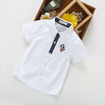 Boys short-sleeved shirt 2021 summer new casual childrens clothing middle and large childrens white shirt student performance suit