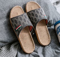 Linen slippers men Spring and Autumn couples home home indoor cotton linen slippers non-slip thick bottom four seasons sandals women Summer