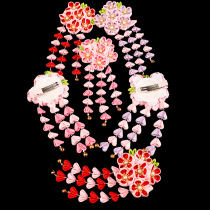 Retro and style Hair Accessories Small Fresh Satin Fluo hair clip pink Handmaids head decorated with red martial arts Ladys palace Tinder to clip