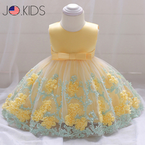 Counter JO girls 2021 summer new 100 days old puffy dress girl baby princess dress show dress