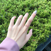 s925 sterling silver flower ring Japanese and Korean hipster Moren girl Super fairy zircon opening adjustable ring ring ring