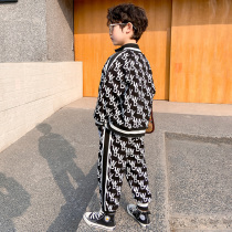 Boys autumn suit New 2021 foreign air tide childrens clothing handsome Korean version of net red fashionable boy spring and autumn clothes