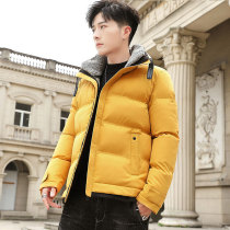 Mens coat winter 2021 New Korean fashion trend wool collar down padded padded jacket winter short cotton coat