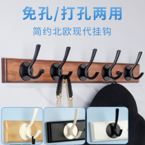 Door clothes adhesive hook wall hanging wall door creative coat hook fitting room no hole hole solid wood clothes hook