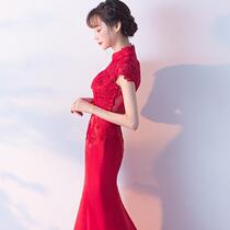 Toast Dress Bride 2021 New Fashion Sexy Dress Fashion Long Fishtail Slim Wedding Little Evening Dress Woman