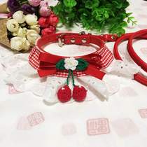 Pet Traction Rope Cute Bow Tie Cherry Dog Item Circle Small Dog Kitty Princess Giri Pure Cotton Side