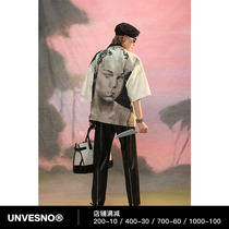 Unvesno (UN) Afternoon Habitat Oil Painting Shirt Design Stand Collar Retro Summer Brand Full Print Short Sleeves