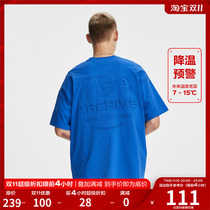 FPA blue embossed short-sleeved national tide brand loose round neck trend wild summer American couple half-sleeved t-shirt men