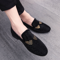 Hong Kong Chaoshoe Mens Society Han Edition Small Leather Shoes Fashion Water Drill Mens Shoes Summer Breathable One foot Lazy People Lefu Shoes