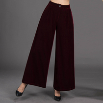 Chinese classic pants womens autumn 2021 new Chinese original gold velvet wide leg pants Cheongsam tang trousers children