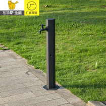 Black stainless steel outdoor floor faucet column outdoor mop pool full copper double hole faucet courtyard multi-function