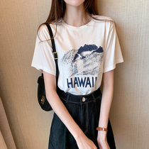 White T-shirt female 2020 Summer new Korean version of loose print Net red coat short sleeve T-shirt Joker base shirt