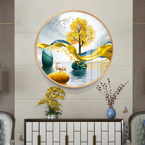 Modern brief Xuan Guan enters the family stone to run decoration painting creative circular crystal porcelain painting Living room Hanging Painting Restaurant Mural Painting
