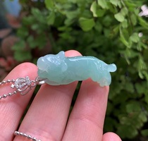 Yang Yujia Myanmar natural A goods Jade waxy ice seed light green floating flower zodiac Tiger 925 silver pendant certificate