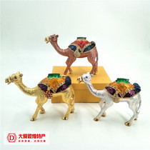 Dunhuang Specialty New Colored Tin Alloy Camel Diamond Metal Jewelry Box Tabletop Ornament Travel Souvenir Gift