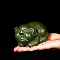 Yixing purple sand tea pet tea table ornaments boutique handmade tea play sculpture tea ceremony accessories raw mine green mud pig