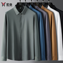 Workplace elite fashion autumn quality mens shirt twill high stretch fabric non-iron Joker long sleeve shirt men