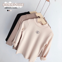 Childrens autumn and winter soft glutinous bottoming male and female children drooping smooth feeling simple T-shirt Korean semi-high collar warm base shirt