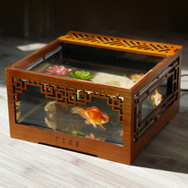 Creative goldfish ecological fish tank desktop small with filter turtle aquarium Chinese style mini aquarium Chinese style