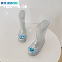 New childrens rain boots girls princess water shoes childrens kindergarten rain boots waterproof anti-slip mid-calf shiny water boots