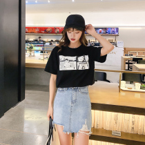 Cotton Short Sleeve T-Shirt Womens Summer 2021 New Student Tide Korean Loose Letter Print Top Half Sleeve Body Shirt