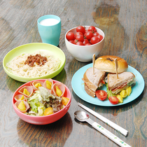 Japan imported childrens dishes set anti-drop cute home color plastic food supplement plate creative round Bubble Bowl