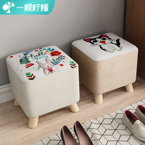  Stool Household fabric small round stool living room creative net red lazy small bench small chair low stool Solid wood shoe stool