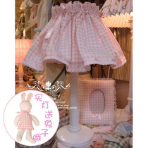 Pink Plaid Princess Fabric Table Lamp Modern Pastoral Decorative Table Lamp Cloth American Bedroom Dimming Bedside Lamp