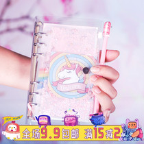 Shake the net red girl Heart hand book set Loose-leaf notebook Sub-hand book ins checkered Unicorn diary