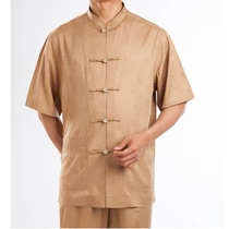 Baifulong high-grade mens Tang suit short-sleeved shirt Chinese collars male father summer National style mens clothing