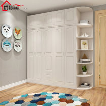 Pine new solid wood white log wardrobe triangle cabinet Nordic bedroom two three four five six door storage cabinet with top cabinet