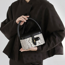 BEN by SONG door latch series snakeskin basket bag 2022 new Chinese style niche handbag messenger bag