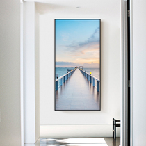 Entrance porch decorative painting Modern simple corridor vertical aisle hanging painting stair mural Nordic sea landscape painting