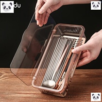 Chopstick storage box Household kitchen shelf with cover Dust drain chopstick cage Knife fork spoon tableware basket Chopstick tube