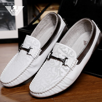 Italian Lideng Armani beanie shoes mens autumn breathable British business casual set feet lazy driving small white shoes