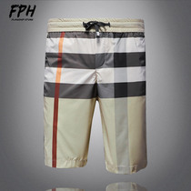 European Station Mens 2021 Summer Thin Beach Pants Loose Casual 50% Large Size Plaid Shorts Shorts Shorts Shorts
