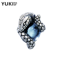 Mens 925 silver earrings personality European and American fashion trendy people single snake gem girl Thai silver jewelry silver ear