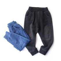 Spring and autumn childrens jeans for boys and girls knitted stretch sports denim trousers