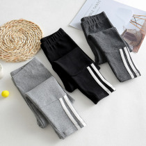 Girls bottom pants Spring autumn outside wearing childrens foreign air thin section black pure cotton elastic strip carrying CUHK Girl girl pants