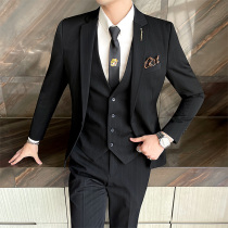 Suit suit mens three sets of business casual bridegroom groom wedding gown wedding gown exploits Western-style host