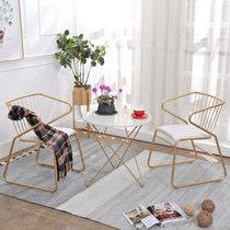 Nordic simple balcony small coffee table marble milk tea shop outdoor leisure table and chair combination iron cafe round table