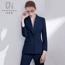 High-end blue suit womens new fashion temperament suit suit professional dress Womens Business dress overalls OL