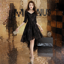 Small evening dress female 2021 New banquet lady dress Noble annual aura Queen black high end