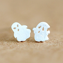 S925 sterling silver stud earrings female cute brushed small ghost stud earrings jewelry Korean temperament personality earrings cold wind