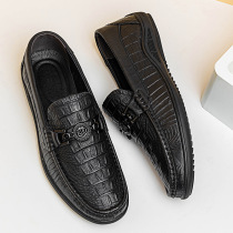 Ruida small shop Ah Hum craftsman mens one pedal crocodile business casual leather shoes big dock layer leather Bean shoes